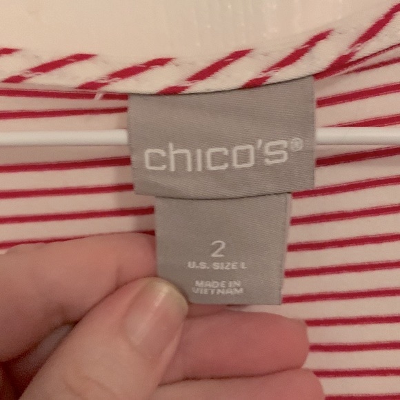 Chico’s red/white striped tunic - Picture 2 of 3